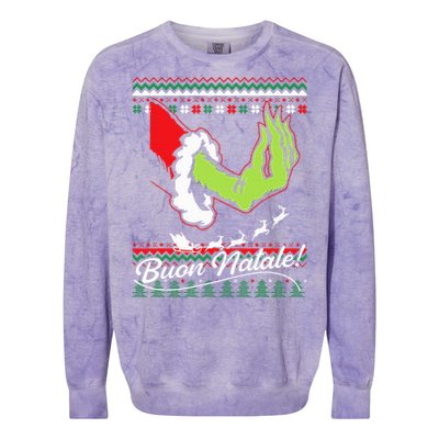 Christmas Buon Natale Italian Family Italy Pride Xmas Ugly Colorblast Crewneck Sweatshirt