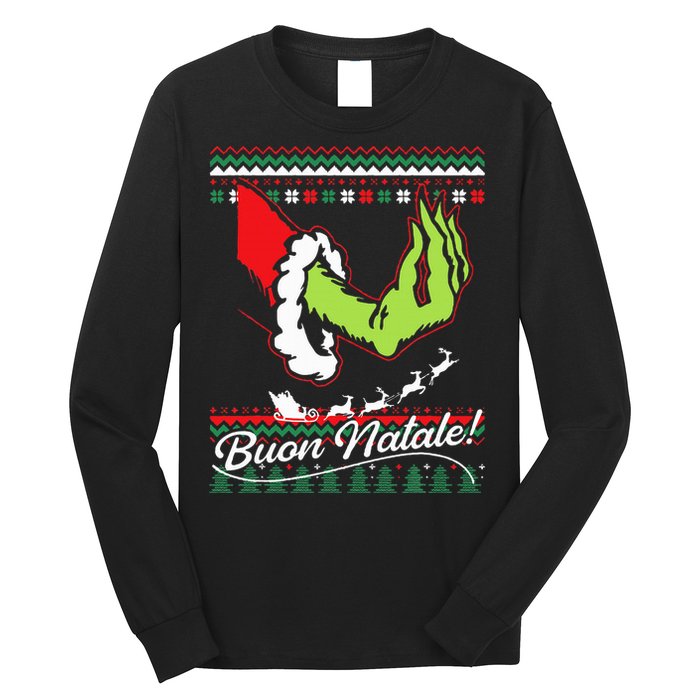 Christmas Buon Natale Italian Family Italy Pride Xmas Ugly Long Sleeve Shirt