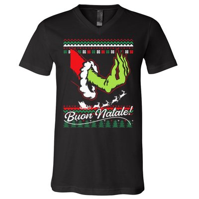 Christmas Buon Natale Italian Family Italy Pride Xmas Ugly V-Neck T-Shirt