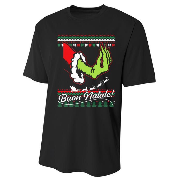 Christmas Buon Natale Italian Family Italy Pride Xmas Ugly Performance Sprint T-Shirt