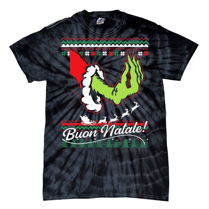 Christmas Buon Natale Italian Family Italy Pride Xmas Ugly Tie-Dye T-Shirt