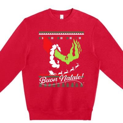 Christmas Buon Natale Italian Family Italy Pride Xmas Ugly Premium Crewneck Sweatshirt