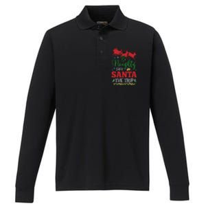 Christmas Be Naughty Save Santa The Trip Cool Gift Performance Long Sleeve Polo