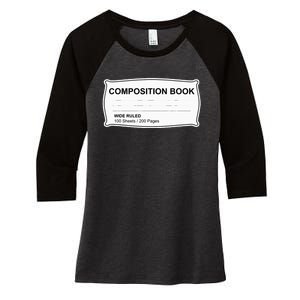 Composition Book Notebook Teachers Halloween Group Costume Women's Tri-Blend 3/4-Sleeve Raglan Shirt