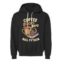 Coffee Books Naps Ball Python Snake Pet Ball Python Gift Garment-Dyed Fleece Hoodie