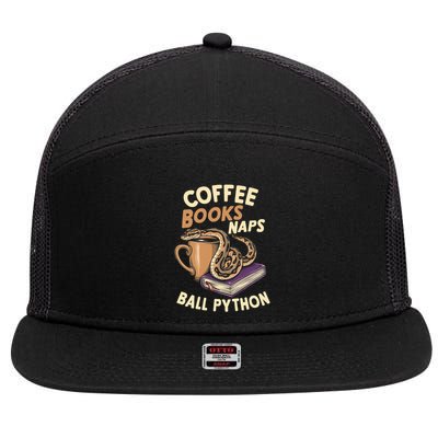 Coffee Books Naps Ball Python Snake Pet Ball Python Gift 7 Panel Mesh Trucker Snapback Hat
