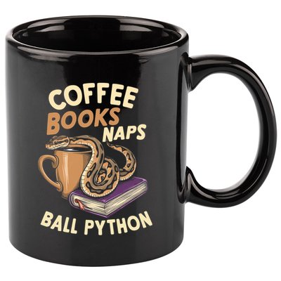 Coffee Books Naps Ball Python Snake Pet Ball Python Gift 11oz C Handle Ceramic Mug