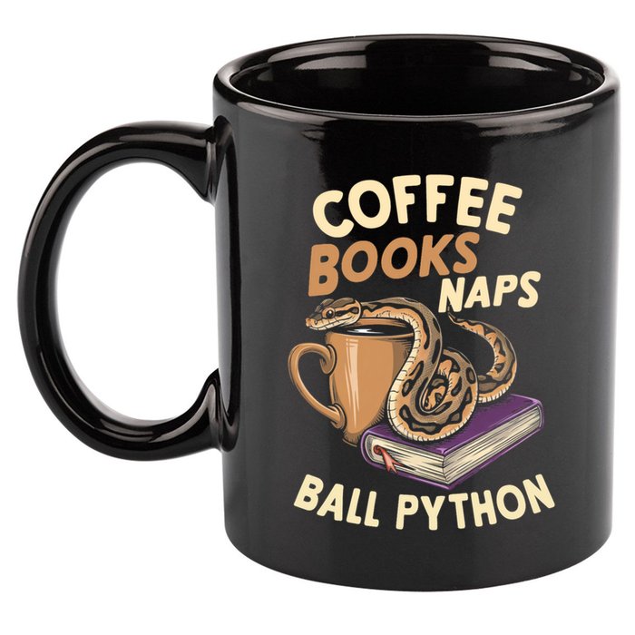 Coffee Books Naps Ball Python Snake Pet Ball Python Gift 11oz C Handle Ceramic Mug