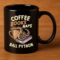Coffee Books Naps Ball Python Snake Pet Ball Python Gift 11oz C Handle Ceramic Mug