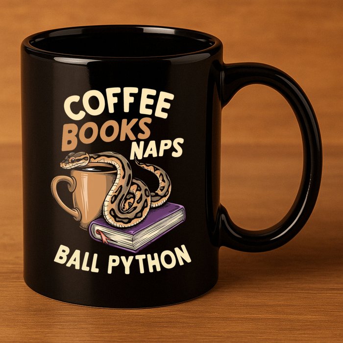 Coffee Books Naps Ball Python Snake Pet Ball Python Gift 11oz C Handle Ceramic Mug