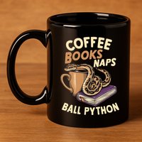 Coffee Books Naps Ball Python Snake Pet Ball Python Gift 11oz C Handle Ceramic Mug
