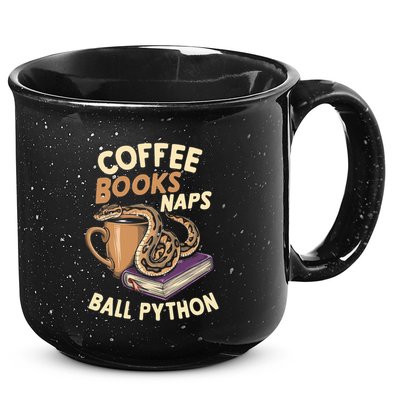 Coffee Books Naps Ball Python Snake Pet Ball Python Gift 15oz Campfire Ceramic Mug