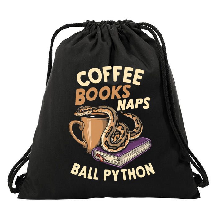 Coffee Books Naps Ball Python Snake Pet Ball Python Gift Drawstring Bag