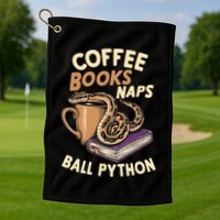 Coffee Books Naps Ball Python Snake Pet Ball Python Gift Golf Towel