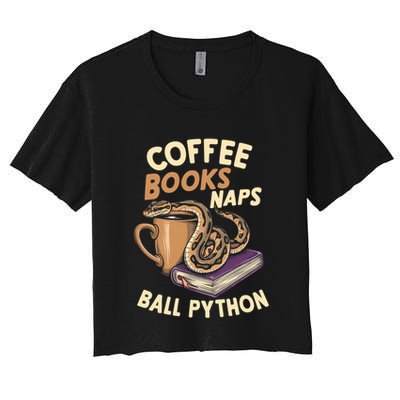 Coffee Books Naps Ball Python Snake Pet Ball Python Gift Crop Top