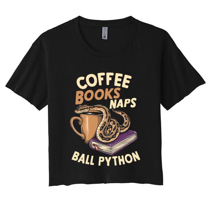 Coffee Books Naps Ball Python Snake Pet Ball Python Gift Crop Top