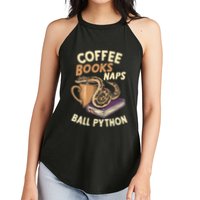 Coffee Books Naps Ball Python Snake Pet Ball Python Gift Women's Perfect Tri Rocker Tank