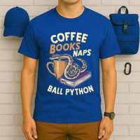 Coffee Books Naps Ball Python Snake Pet Ball Python Gift T-Shirt