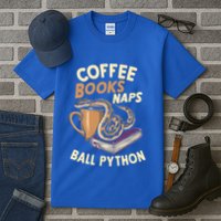 Coffee Books Naps Ball Python Snake Pet Ball Python Gift Tall T-Shirt