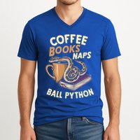 Coffee Books Naps Ball Python Snake Pet Ball Python Gift V-Neck T-Shirt