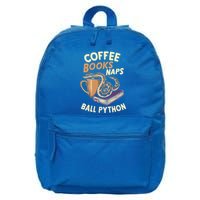 Coffee Books Naps Ball Python Snake Pet Ball Python Gift 16 in Basic Backpack