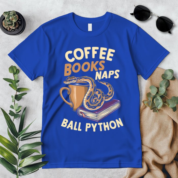 Coffee Books Naps Ball Python Snake Pet Ball Python Gift Premium T-Shirt