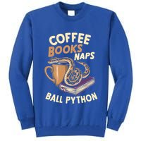 Coffee Books Naps Ball Python Snake Pet Ball Python Gift Tall Sweatshirt