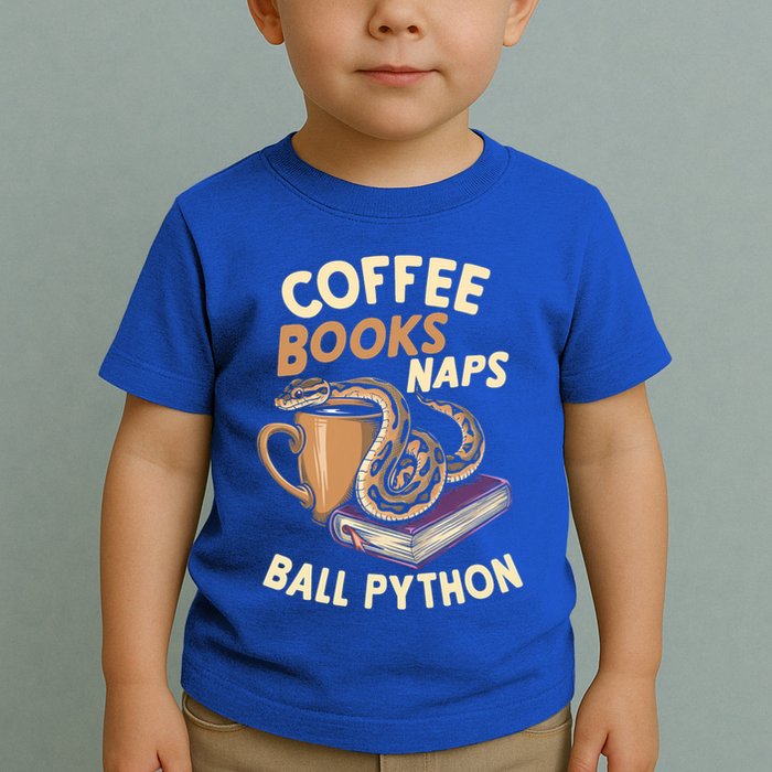 Coffee Books Naps Ball Python Snake Pet Ball Python Gift Toddler T-Shirt