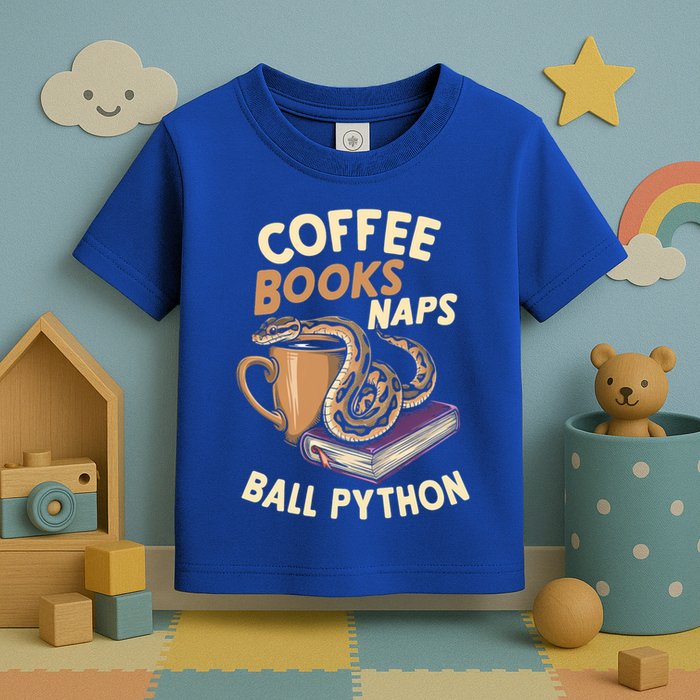 Coffee Books Naps Ball Python Snake Pet Ball Python Gift Toddler T-Shirt