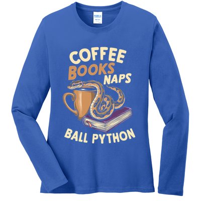 Coffee Books Naps Ball Python Snake Pet Ball Python Gift Ladies Long Sleeve Shirt