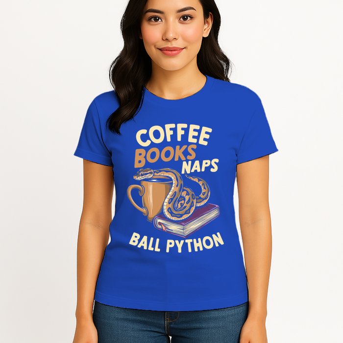 Coffee Books Naps Ball Python Snake Pet Ball Python Gift Womens T-Shirt