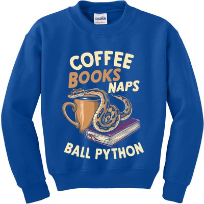 Coffee Books Naps Ball Python Snake Pet Ball Python Gift Kids Sweatshirt