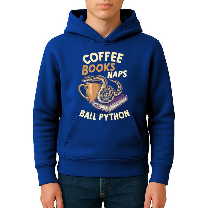 Coffee Books Naps Ball Python Snake Pet Ball Python Gift Kids Hoodie