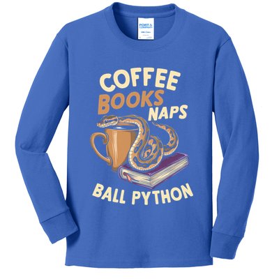 Coffee Books Naps Ball Python Snake Pet Ball Python Gift Kids Long Sleeve Shirt