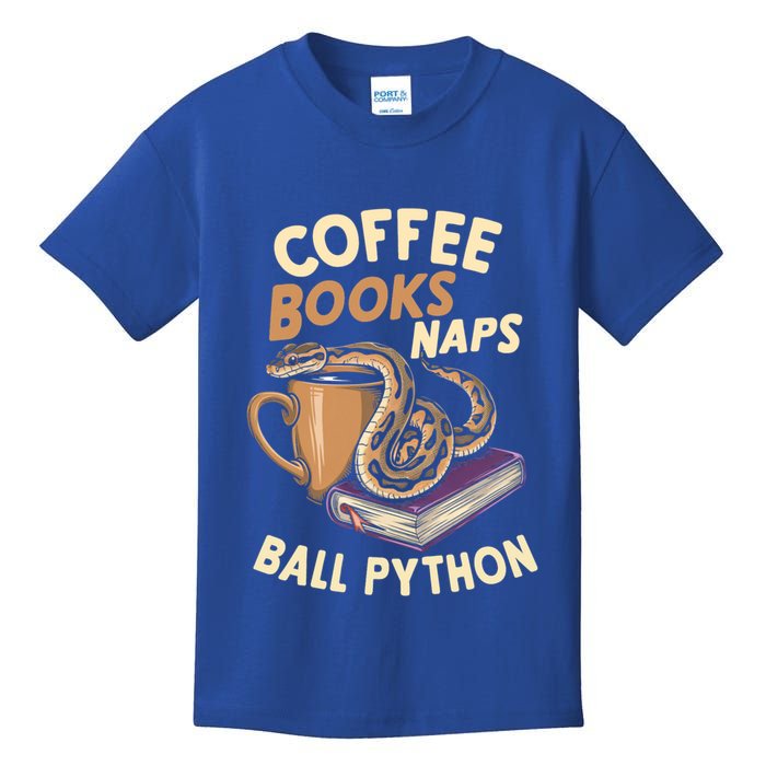 Coffee Books Naps Ball Python Snake Pet Ball Python Gift Kids T-Shirt