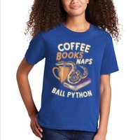 Coffee Books Naps Ball Python Snake Pet Ball Python Gift Kids T-Shirt