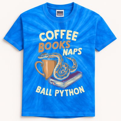 Coffee Books Naps Ball Python Snake Pet Ball Python Gift Kids Tie-Dye T-Shirt
