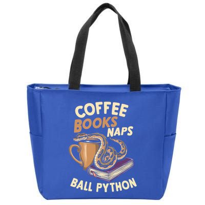 Coffee Books Naps Ball Python Snake Pet Ball Python Gift Zip Tote Bag
