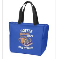 Coffee Books Naps Ball Python Snake Pet Ball Python Gift Zip Tote Bag