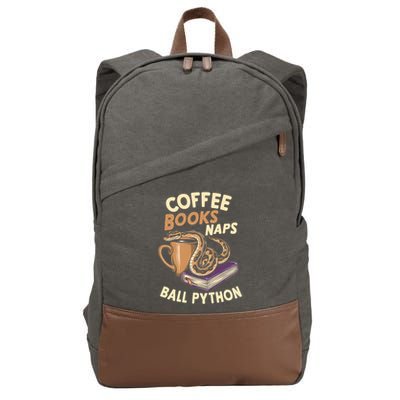 Coffee Books Naps Ball Python Snake Pet Ball Python Gift Cotton Canvas Backpack