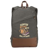 Coffee Books Naps Ball Python Snake Pet Ball Python Gift Cotton Canvas Backpack