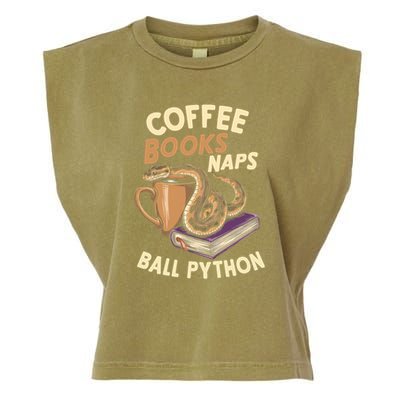 Coffee Books Naps Ball Python Snake Pet Ball Python Gift Garment-Dyed Women's Muscle Tee