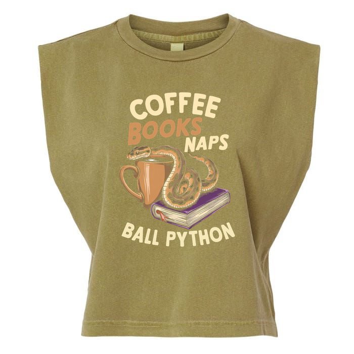 Coffee Books Naps Ball Python Snake Pet Ball Python Gift Garment-Dyed Women's Muscle Tee