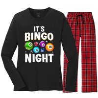 Cool Bingo Night Art Bingo Lover Bingo Player Women's Long Sleeve Flannel Pajama Set 