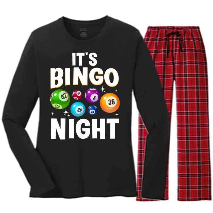 Cool Bingo Night Art Bingo Lover Bingo Player Women's Long Sleeve Flannel Pajama Set 