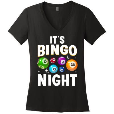 Cool Bingo Night Art Bingo Lover Bingo Player Women's V-Neck T-Shirt