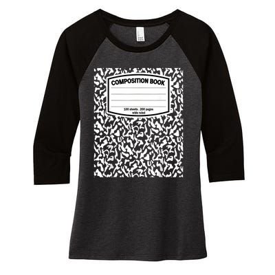 Composition Book Notebook Matching Group Halloween Teacher Women's Tri-Blend 3/4-Sleeve Raglan Shirt