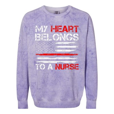 Cute Boyfriend Nurse Quote My Heart Belongs To A Nurse Funny Colorblast Crewneck Sweatshirt