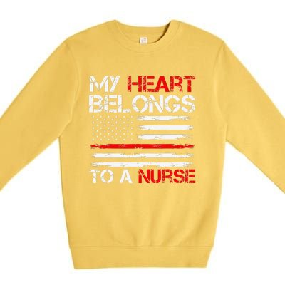 Cute Boyfriend Nurse Quote My Heart Belongs To A Nurse Funny Premium Crewneck Sweatshirt