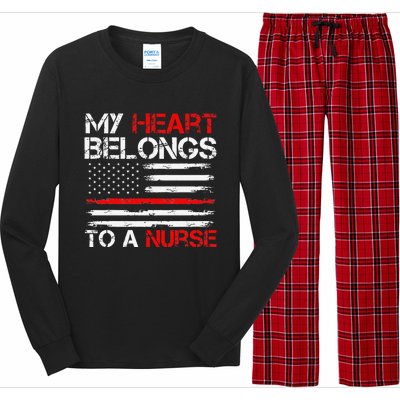 Cute Boyfriend Nurse Quote My Heart Belongs To A Nurse Funny Long Sleeve Pajama Set